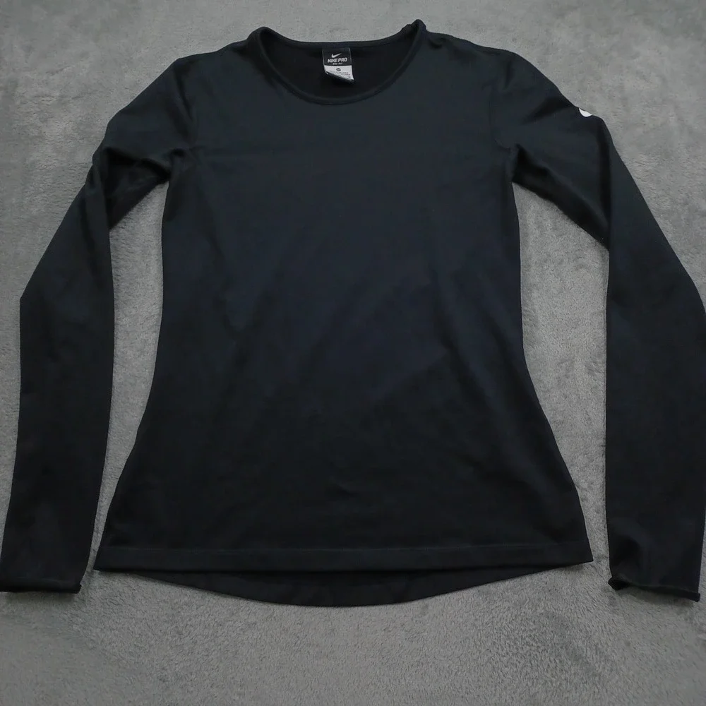 Nike Top Womens Medium Black Pro Dri Fit Activewear Gym Training Long Sleeve